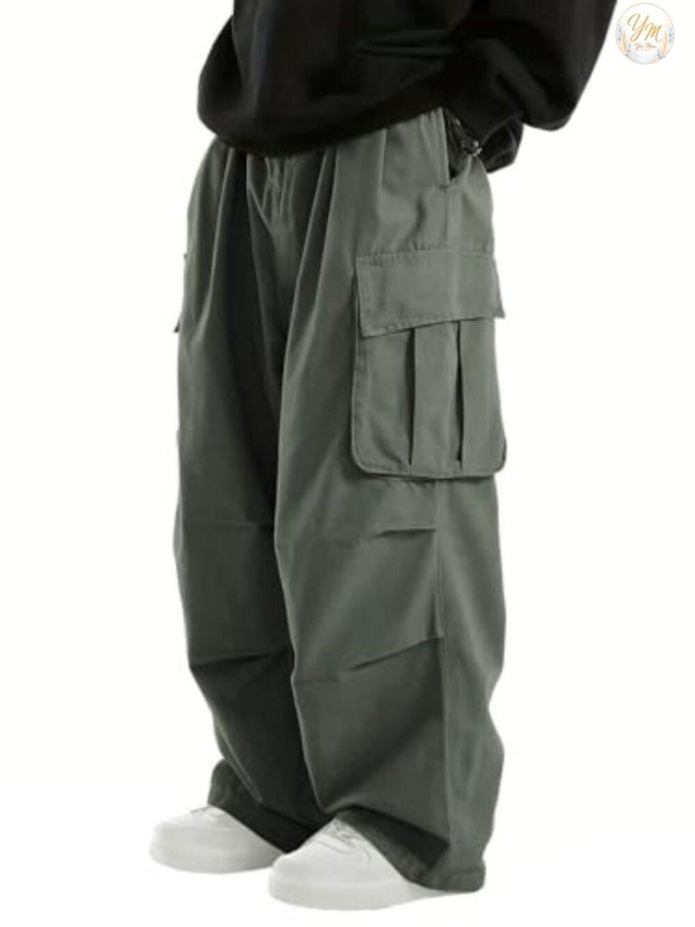 Men's Baggy Cargo Pants Drawstring Loose Fit Joggers Hiking Sweatpants